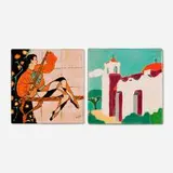 San José Pottery, Tiles, set of two, c. 1945, glazed earthenware