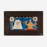 New Jersey School, Two-tile tableau with Masonic symbols, c. 1935, glazed earthenware