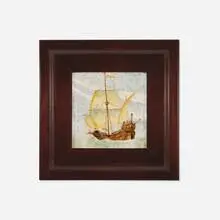 New Jersey School, Tile with galleon at sea, c. 1930, glazed earthenware