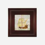 New Jersey School, Tile with galleon at sea, c. 1930, glazed earthenware