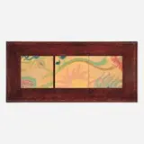 Art Deco three-tile frieze with passionflower by William E. Hentschel for Rookwood Faience, c. 1925, glazed porcelain, sold Jan 2025