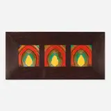Robert Rossman Company, Framed collection of three tiles, c. 1929, glazed earthenware