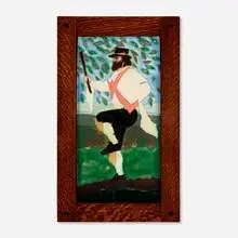 Motawi Tileworks, Large plaque with Morris dancer, 1999, glazed earthenware