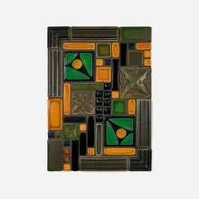 Motawi Tileworks, Quilt (large assemblage), c. 2000, glazed earthenware mounted to board