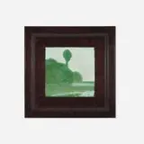 attribution Henrietta Ord Jones, Scenic tile with landscape (after Leon Volkmar), c. 1905, glazed earthenware