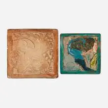 Russell Crook, Tiles, set of two, c. 1915, glazed earthenware