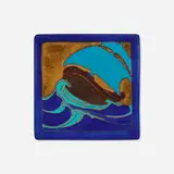 California Faience, Tile with sailing vessel at sea