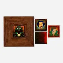 Robert Rossman Company, Collection of four faience tiles, 1927-30, glazed earthenware