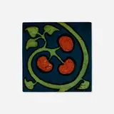 Rookwood Faience, Rare Painted Mat tile with tomato plant, c. 1905, glazed earthenware