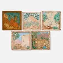 Muresque Tile, Collection of five tiles, c. 1935, glazed earthenware
