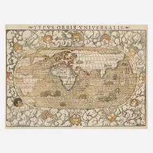 Sebastian Münster, Typus Orbis Universalis (from Cosmographiae Universalis Lib. VI In Quibus Iuxta Certioris Fidel Scriptores...), copper engraving on paper with hand-coloring