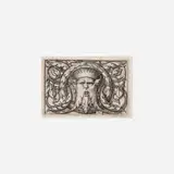 Hans Sebald Beham, Ornament panel with a large bearded mask, 1543, engraving on laid paper