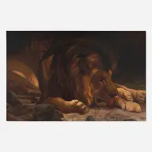 Lions of Feeding by Eugène Delacroix, oil on canvas, sold Dec 2024