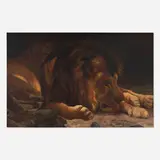Eugène Delacroix, Lions of Feeding, oil on canvas