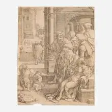 Lucas van Leyden, The Poet Virgil Suspended in a Basket, 1525, engraving on laid paper