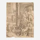 Lucas van Leyden, The Poet Virgil Suspended in a Basket, 1525, engraving on laid paper
