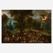 Gillis Mostaert, David freeing Ahinoam and Abigail from the Amalekites, the City of Ziklag burning in the distance, 1625, oil on panel