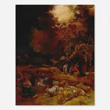Adam Colonia, The Annunciation to the shepherds, oil on panel