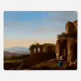 Cornelis van Poelenburgh, Landscape with figures and classical ruins, 1496, oil on wood panel