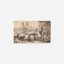 Hans Sebald Beham, The Prodigal Son tending the Swine, 1538, etching