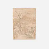 attribution Lambert Sustris, The adoration of the golden calf (after Tintoretto), pen and ink with watercolor on paper