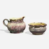 George E. Ohr, Creamer and open sugar bowl