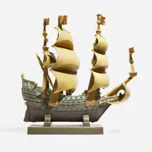 William P. McDonald for Rookwood Pottery, Rare and Impressive production Spanish galleon, 1926, polychrome-glazed earthenware
