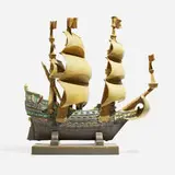 Rare and Impressive production Spanish galleon by William P. McDonald for Rookwood Pottery, 1926, polychrome-glazed earthenware, sold Nov 2024