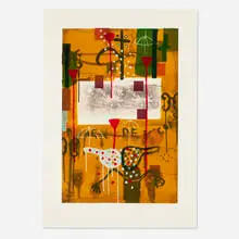 Radcliffe Bailey, Leon’s Chariot (Autumn), 1998, monoprint with hand-painting and chine collé