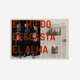 El Miedo Desgasta El Alma by Rirkrit Tiravanija and Tomas Vu, 2015, oil and newspaper on linen, sold Oct 2025
