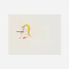 Matthew Ronay, Cock Getting Beaten (from the Four Drawings Related to Sculpture 'Five Headed Cock in Drag' suite), 2004, ink and colored pencil on paper