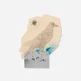 Kiki Smith, Starling in Snow, 2005, ink on Nepal paper and photograph