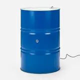 Roman Signer, Innenraum, 2002, painted steel barrel, lamp
