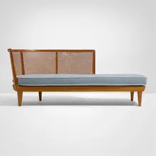 attribution Carl Malmsten, Chaise lounge from the 1939 New York World's Fair, 1939, ash, cane, mohair upholstery
