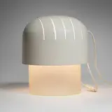 Joe Colombo, Table lamp, model 283, c. 1965, enameled aluminum, frosted glass, steel