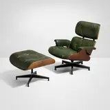 Charles and Ray Eames, Rare Special-order 670 lounge chair and 671 ottoman, rosewood plywood, enameled and brushed aluminum, leather, rubber