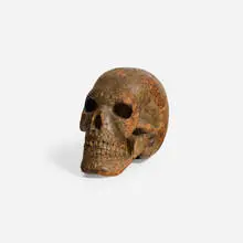 Folk Art, Skull, carved and painted wood