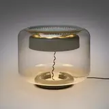Gianfranco Frattini, Rare table lamp, model 535, 1966, glass, enameled and perforated aluminum, enameled steel