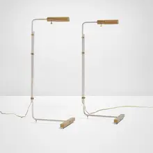 Cedric Hartman, Floor lamps model 1UWV, pair, 1966, brass, chrome-plated brass, acrylic