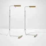 Cedric Hartman, Floor lamps model 1UWV, pair, 1966, brass, chrome-plated brass, acrylic