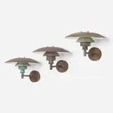 PH 4/3 wall lamps, set of three by Poul Henningsen, patinated copper, sold Oct 2025