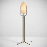 Angelo Lelii, Rare floor lamp, model 257, c. 1959, brass, white glass, enameled brass