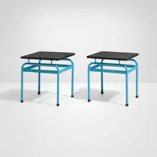 J. J. P. Oud, Occasional tables, pair, enameled steel, slate
