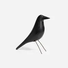 Charles Perdew, Crow decoy, c. 1930, carved and painted wood, iron, glass
