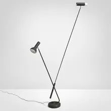 Gino Sarfatti, Floor lamp, model 1049/N, 1950-52, crackle-lacquered steel and aluminum, chrome-plated brass