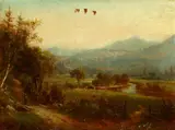 Martha Wood Belcher, Country Landscape with Cows by a Stream, Oil on canvas