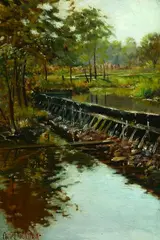 Charles Abel Corwin, Dam in Washington, Oil on canvas
