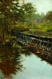 Charles Abel Corwin, Dam in Washington, Oil on canvas
