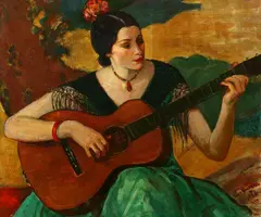 Louis Kronberg, Guitarista, Oil on canvas