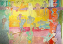 Dorothy Preston, Love Is the Most Universal Formidable Mysterious of Cosmic Energies 1979, Oil on Japanese rice paper